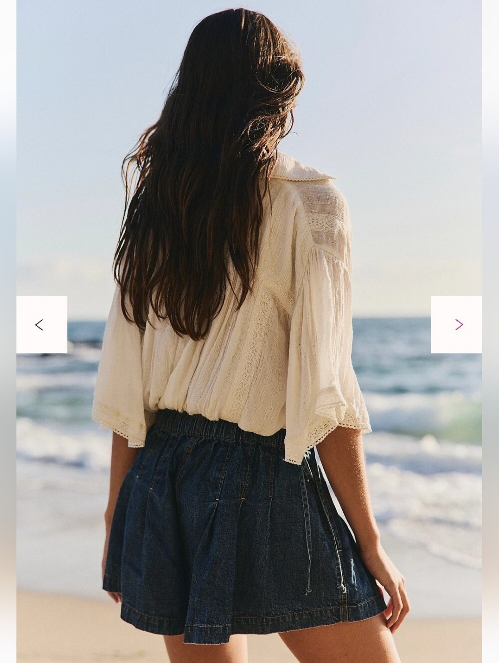 Free People We The Free Croquet Shorties Color Mid Indigo Msrp $98 - Picture 3 of 5